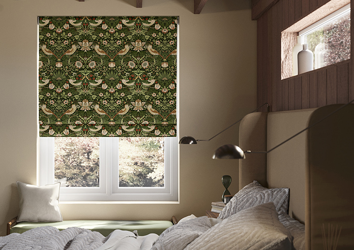 William Morris At Home Strawberry Thief, Nettle - Twist&Fit Roman Blind - Image 3